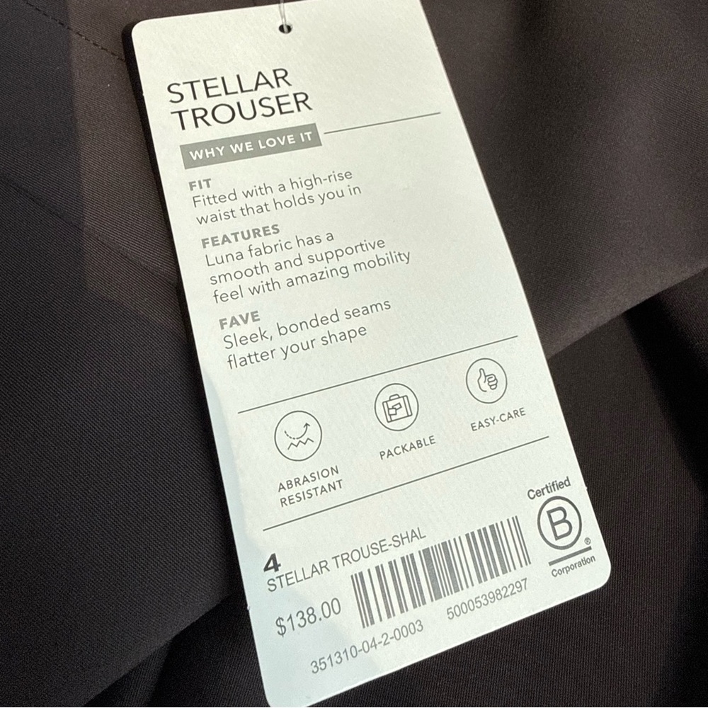 NWT Athlete Stellar Trouser in Shale - Dark Chocolate Brown, size 4 - Picture 12 of 13